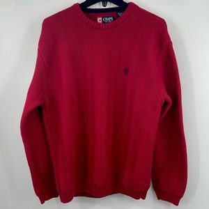 Vintage y2k Chaps Ralph Lauren Red Herringbone  Crewneck Grandpa Sweater Large